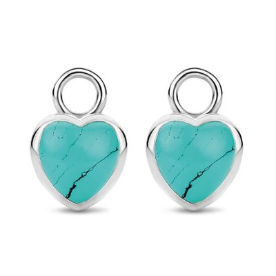 TI SENTO-Milano 9231TQ Oorbedels Hart zilver-kleursteen turquoise 10 x 15 mm