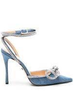 MACH & MACH 105mm bow-detail denim pumps - Bleu