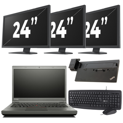 Lenovo ThinkPad T440 - Intel Core i5-4e Generatie - 14 inch - 8GB RAM - 256GB SSD - Windows 11 Home + 3x 24 inch Monitor Lenovo ThinkPad T440 - Intel Core i5-4e Generatie - 14 inch - 8GB RAM - 256GB SSD - Windows 11 Home + 3x 24 inch Monitor