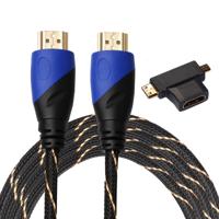 3m HDMI 1.4 Version 1080P Woven Net Line Blue Black Head HDMI Male to HDMI Male Audio Video Connector Cable with Mini HDMI & Micro HDMI & HDMI 3 in 1