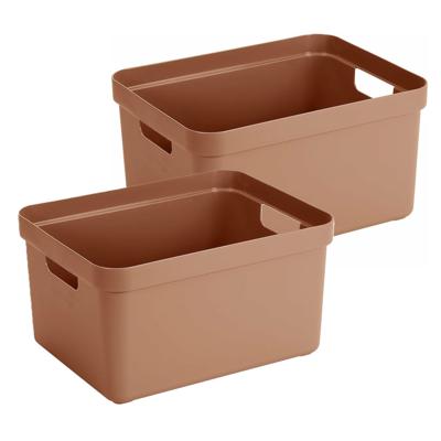 Sunware opbergbox Sigma Home - 2x - kunststof - 32 liter - terra - opberg dozen/bakken
