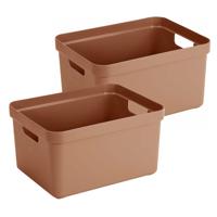 Sunware opbergbox Sigma Home - 2x - kunststof - 32 liter - terra - opberg dozen/bakken
