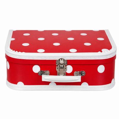 Kinderkoffer polkadot - rood / wit - 30 cm - karton - logeerkoffer / opbergkoffer - kraamcadeau Kinderkoffer polkadot - rood / wit - 30 cm - karton - logeerkoffer / opbergkoffer - kraamcadeau