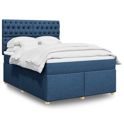 Boxspring met matras stof blauw 140x190 cm
