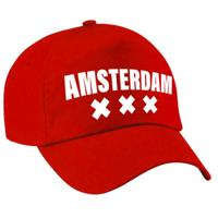Amsterdam stad thema cap - petje - rood - voor dames en heren - Amsterdam steden baseball cap