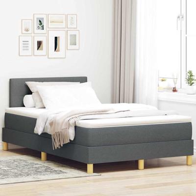 Boxspringbed met Matras Donkergrijs 120x190 cm Stof