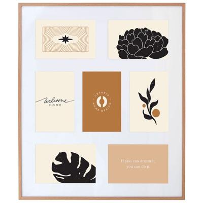 Collage fotolijst Natural - voor 7x foto van 10 x 15 cm - hout - naturel/wit - 39 x 46 cm
