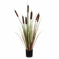 Groene riet/grasplant kunstplanten 90 cm met bruine pot   - - thumbnail