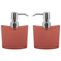 Zeeppompje/zeepdispenser Aveiro - 2x - PS kunststof - terracotta/zilver - 11 x 14 cm - 260 ml