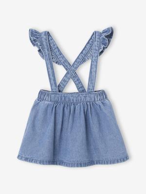 Denim rok met bretels stone