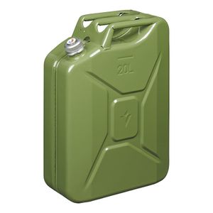 Metalen jerrycan met magnetische dop legergroen voor brandstof 20 liter