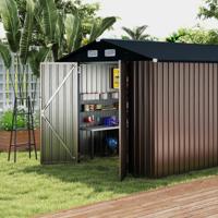 Apparatenhuis Metaal 350 x 223 x 197 cm Tuinhuis met Hellend Dak Afsluitbare Deuren en Sleutels