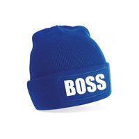 Baas muts voor volwassenen - blauw - boss/baas - wintermuts - beanie - one size - unisex - thumbnail