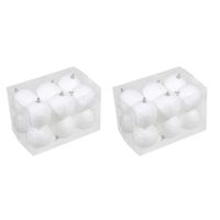 24x Kleine kunststof kerstballen met sneeuw effect wit 7 cm   -