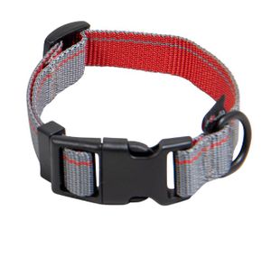 Hondenhalsband grijs rood Stripe M