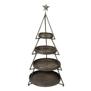 Clayre & Eef Etagère Kerstboom 102 cm Koperkleurig Ijzer Rond Serveerschaal Koperkleurig Serveerschaal