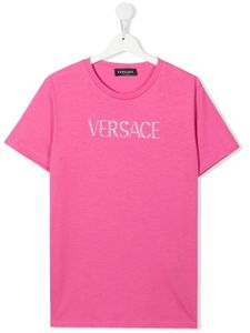 Versace Kids t-shirt à logo strassé - Rose