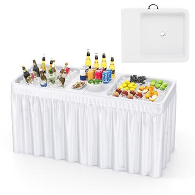 Opvouwbare Campingtafel met Dubbele Wasbak & Schort & Afvoerslang Koeltafel Tuintafel