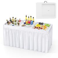 Opvouwbare Campingtafel met Dubbele Wasbak & Schort & Afvoerslang Koeltafel Tuintafel