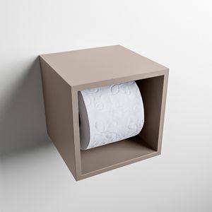 MONDIAZ Easy Toiletrolhouder CUBE 160 solid surface 16x16cm kleur Smoke. Geschikt voor op en inbouw.