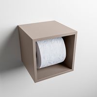MONDIAZ Easy Toiletrolhouder CUBE 160 solid surface 16x16cm kleur Smoke. Geschikt voor op en inbouw.