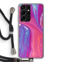 Paarse stroom: Samsung Galaxy S21 Ultra Transparant Hoesje met koord