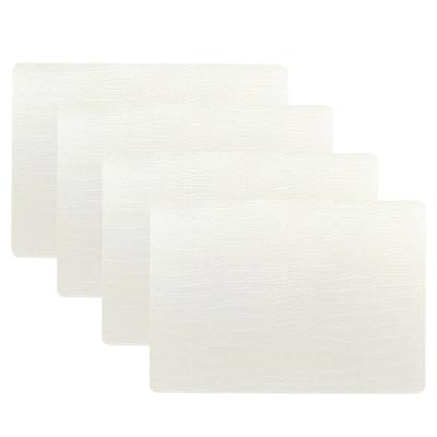 Unique Living placemats Croco lederlook - 4x - 43 x 30 cm - ivoor wit - pvc - tafel onderleggers
