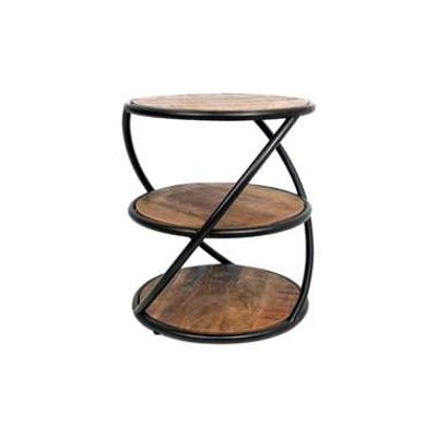 HSM Collection salontafel Tower - bruin/zwart - Ø43 cm