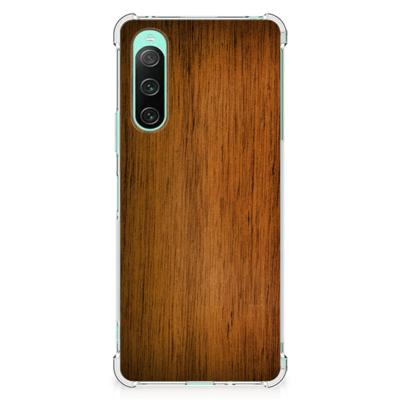 Sony Xperia 10 V Stevig Telefoonhoesje Donker Hout Sony Xperia 10 V Stevig Telefoonhoesje Donker Hout