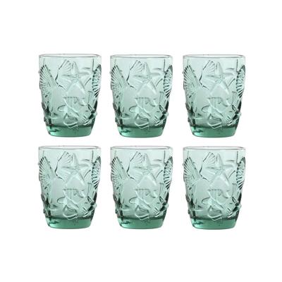 Glazenset Home ESPRIT Turkoois Kristal Mediterrane Met reliëf 290 ml (6 Stuks)