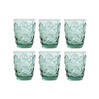 Glazenset Home ESPRIT Turkoois Kristal Mediterrane Met reliëf 290 ml (6 Stuks)