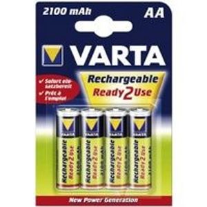 Varta Battery sales europe oplaadbare penlite batterij aa 2100mah nimh 1.2v per 4 op kaart