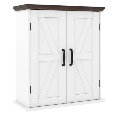 Badkamerwandkast Boerderij-hangkast met 2 Deuren en Verstelbare Planken Opbergkast Boven Het Toilet