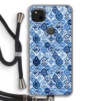 Blauw motief: Pixel 4a Transparant Hoesje met koord