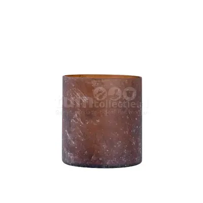 PTMD Waxinelichthouder Matthy Glas Bruin 9,5cm