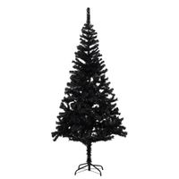 Kunstkerstboom met standaard 210 cm PVC zwart