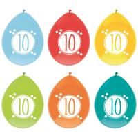 Haza party Ballonnen - 10 jaar - leeftijd verjaardag - 6x stuks - 30 cm - versiering - feestartikele