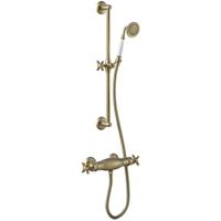 Douchekraan Tres Clasic | Opbouw | Thermostaatkraan | 1-weg | hoh 15 cm | 2-knops | Vintage | Messing oud