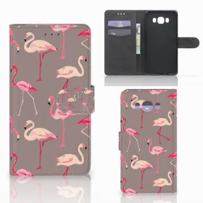 Samsung Galaxy J7 2016 | Telefoonhoesje | Met pasjeshouder | Flamingo