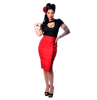 Sarina Button Slit Skirt, Red-XXL | 25% korting Sarina Button Slit Skirt, Red-XXL | 25% korting