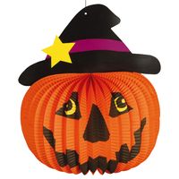 Lampion Halloween thema Pompoen - ronde - dia 28 cm - papier