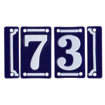 Best for Boots huisnummer 73 - met sierrand - Oudhollands - emaille - blauw/wit