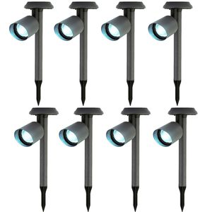 8x stuks solar prikspots/tuinspots - metaal - zwart - H26 cm