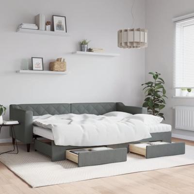 Slaapbank onderschuifbed en lades 80x200 cm stof donkergrijs