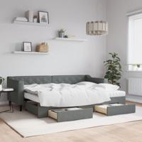 Slaapbank onderschuifbed en lades 80x200 cm stof donkergrijs