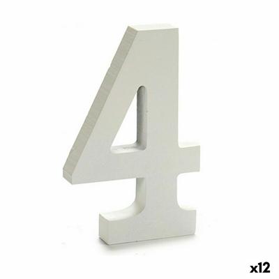 Cijfer 4 Hout Wit (1,8 x 21 x 17 cm) (12 Stuks)