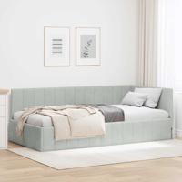 Hoekbedframe met hoofdeinde Lichtgrijs 100 x 200 cm Fluweel