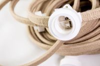 Prikkabel textiel naturel 12 meter 10x E27 fitting wit Perluci