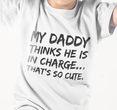 T-shirt baby Mijn vader denkt dat hij de baas is