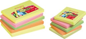 Pergamy notes, ft 76 x 76 mm, 4 geassorteerde neon kleuren, pak van 12 blokken